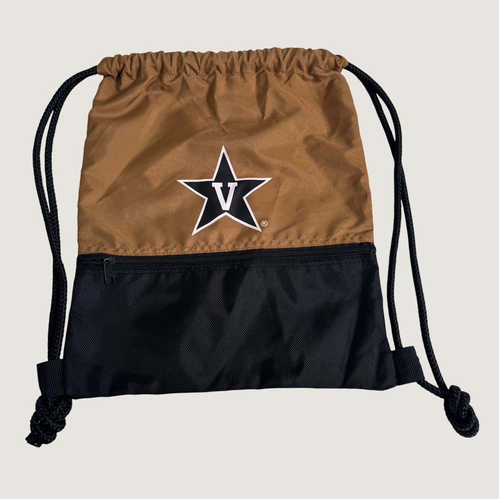 Vanderbilt Commodores Cinch Drawstring Backpack Bag Gold Black V-Star Logo NCAA